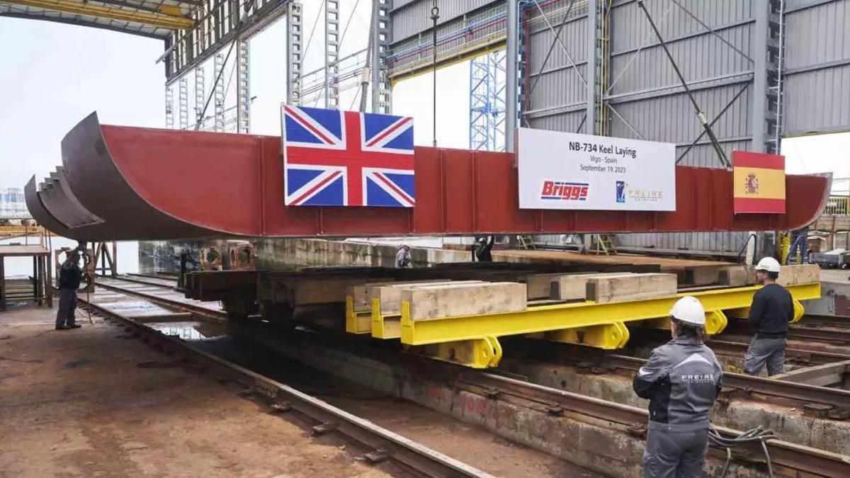 Acto de colocación de quilla del barco de Briggs Marine en Freire Shipyard