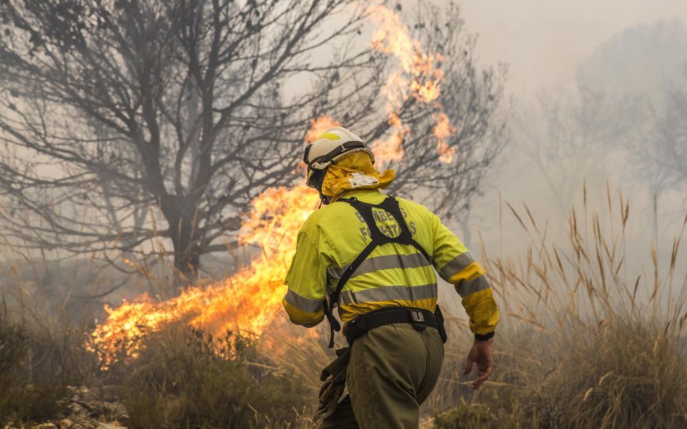 Efectivos trabajando en las labores de extinción