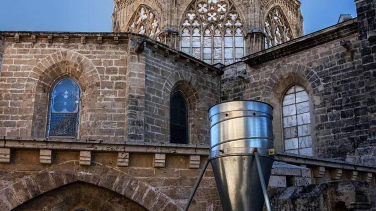 Dispensador de pienso esterilizante en la catedral. | LEVANTE-EMV