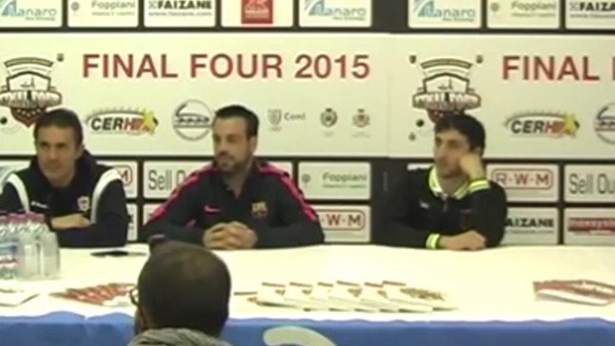 Los entrenadores del Vic, Barça y Breganze en rueda de prensa
