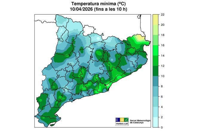 El mapa de les mínimes amb més de 20 graus a Portbou