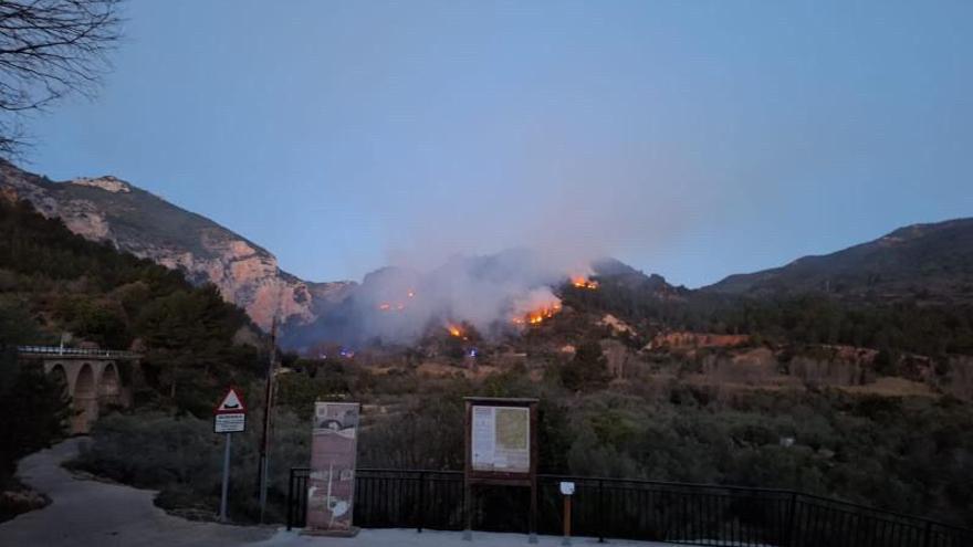 Incendio en el monte de Toga