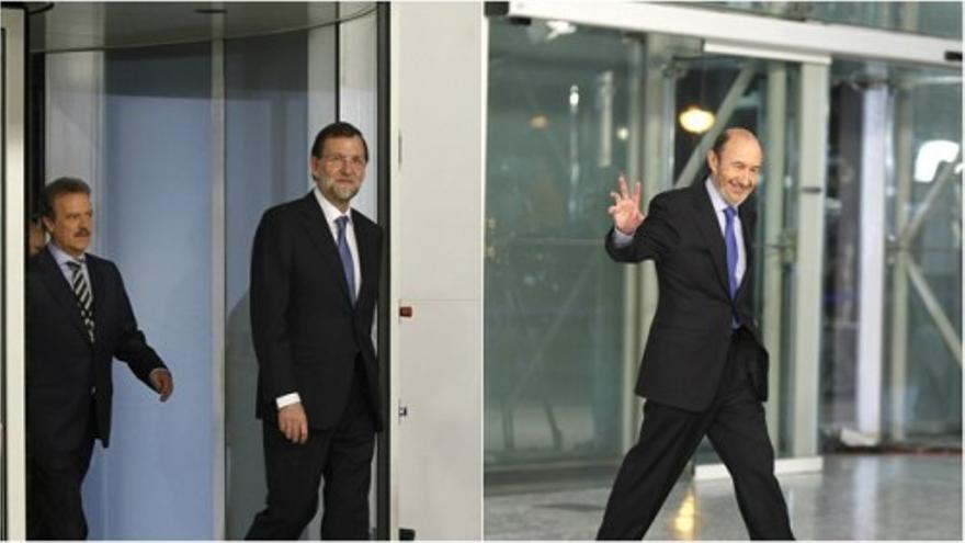 Rajoy y Rubalcaba llegan al debate