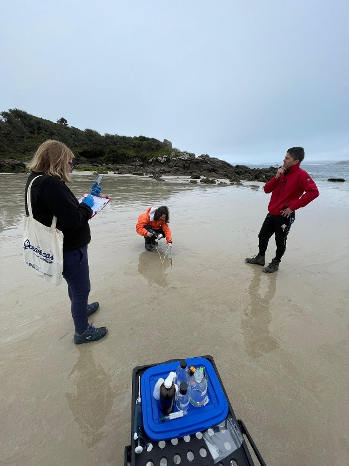 Muestreos en la playa.