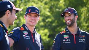 Verstappen, junto a Pérez y Ricciardo, que vuelve al paddock tras perderse cinco grandes premios por lesión