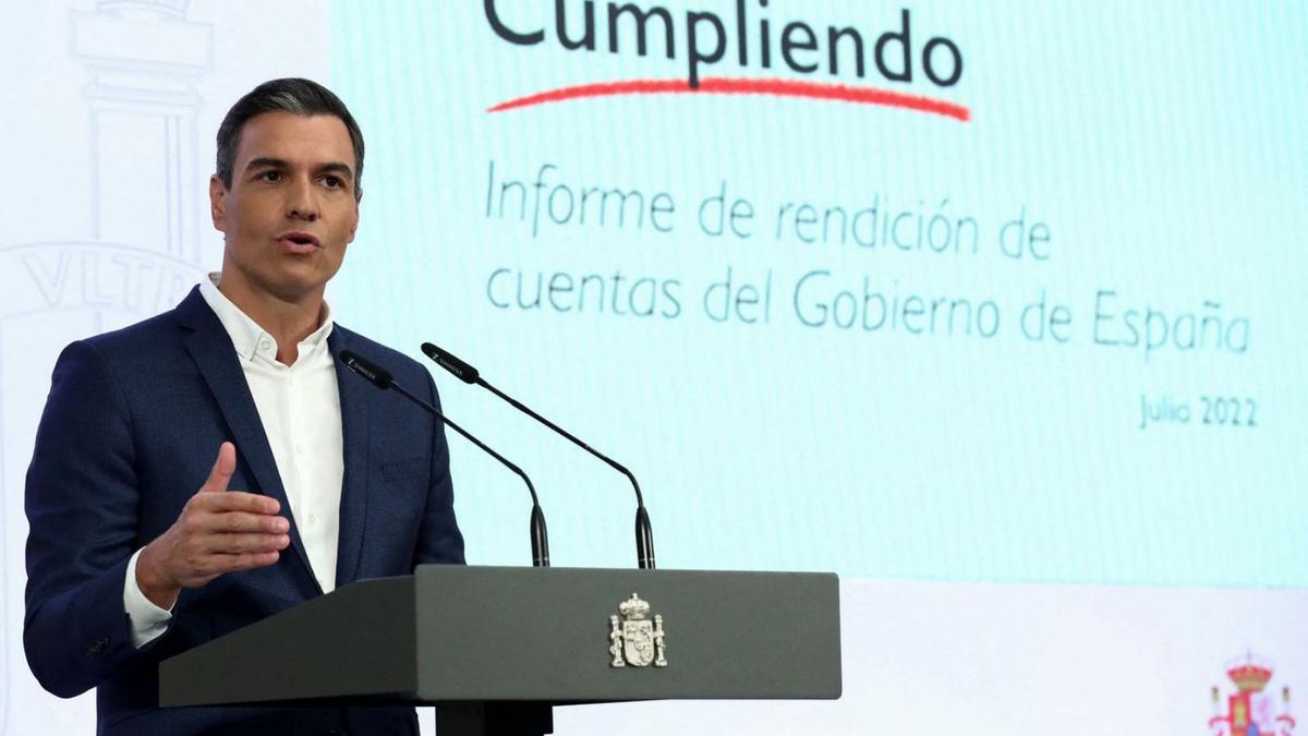 Pedro Sánchez, la setmana passada, durant el balanç del curs polític