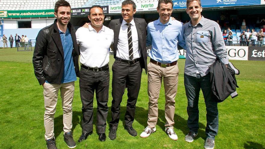 Luis Enrique, en el centro, junto al equipo técnico de su etapa en el Celta