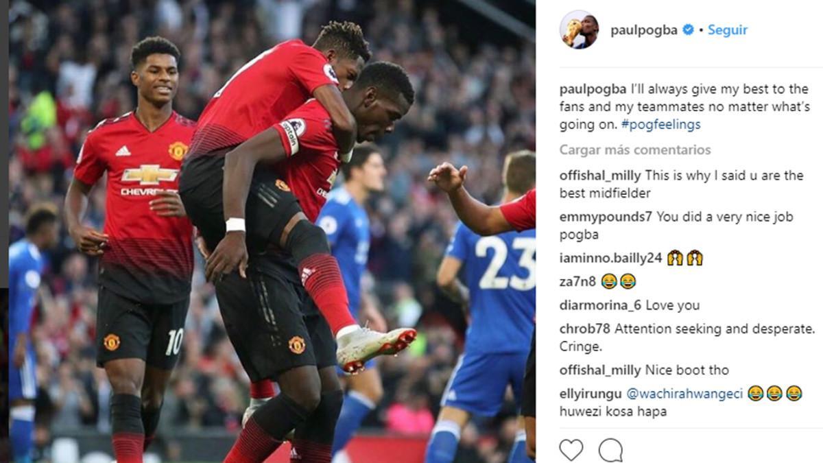 Mensaje de Paul Pogba en su cuenta de Instagram