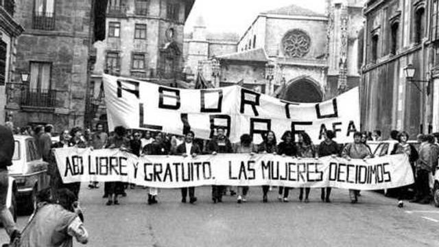 Una manifestación a favor del aborto celebrada en Oviedo en el año 1985.