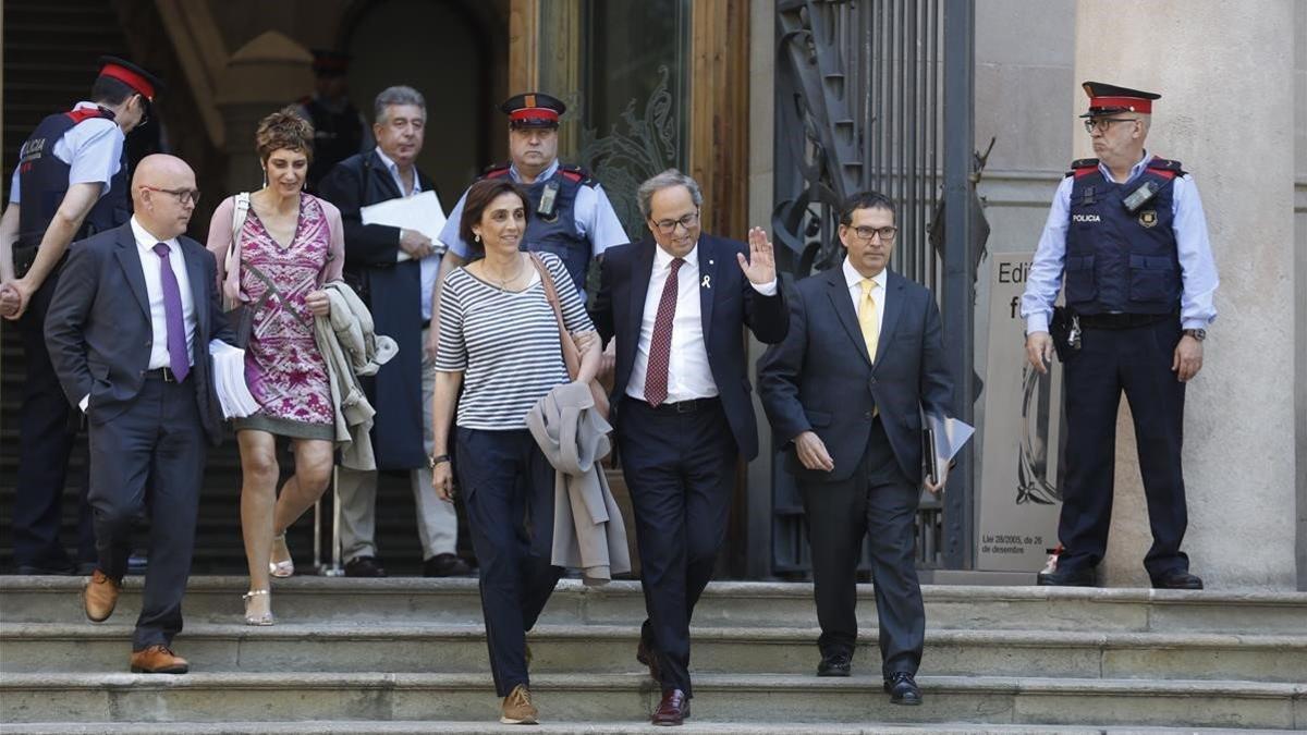 El president Quim Torra tras declarar en la Audiencia