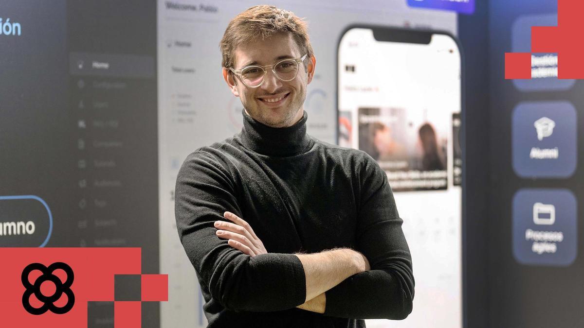 Alex Torras, fundador de la start-up Unifit, durante el acto de presentación en Roca Gallery (Barcelona)