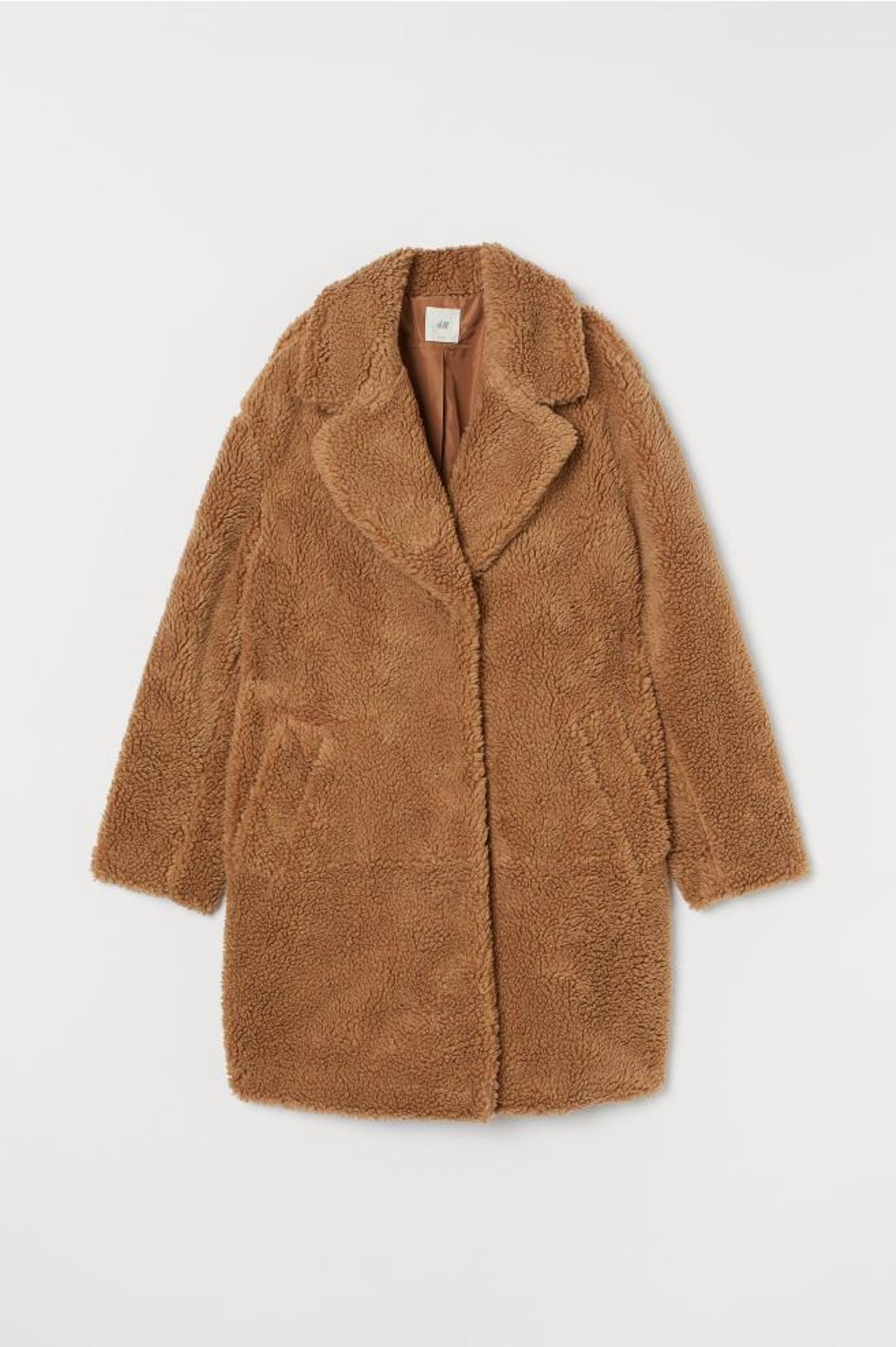 Abrigo de tejido peluche con solapas de H&amp;M de corte oversized diseñado en color marrón