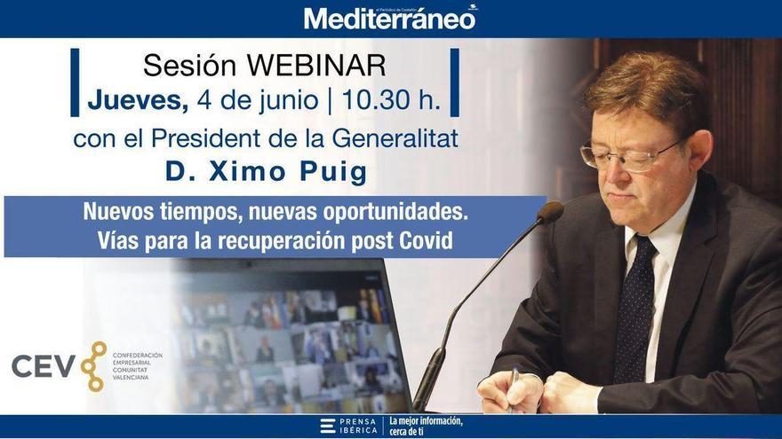 Conferencia de Ximo Puig, que atenderá a los lectores de &#039;Mediterráneo&#039; este jueves 4 de junio