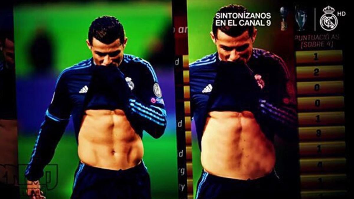 La imagen de Cristiano Ronaldo a la izquierda y a la derecha, retocada por TV3