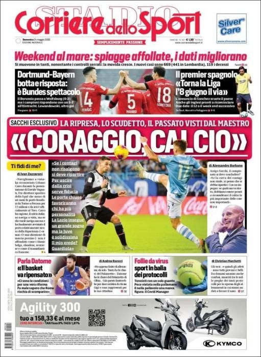 Portada CORRIERE DELLO SPORT domingo 24 mayo 2020