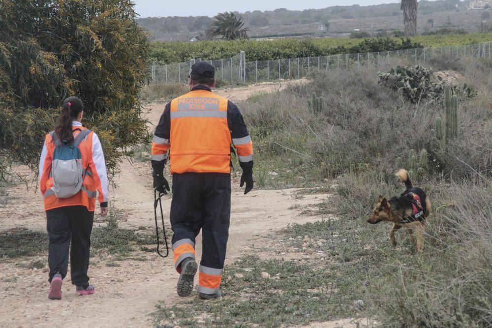 Voluntarios de Protección Civil ayer en el operativo de búsqueda en Los Montesinos