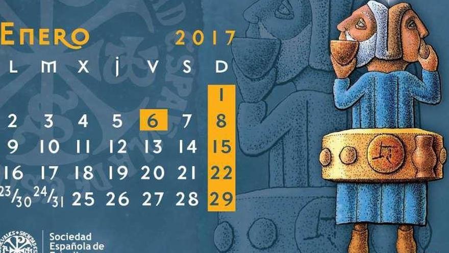 Uno de los dibujos de Erias para el calendario de la sociedad.