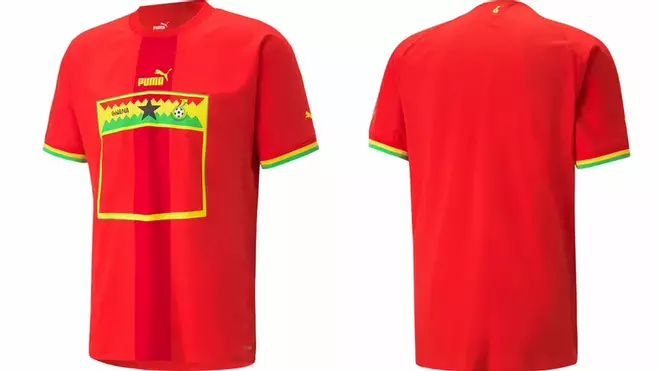 Ghana (visitante): El rojo será el color principal de la camiseta de Ghana