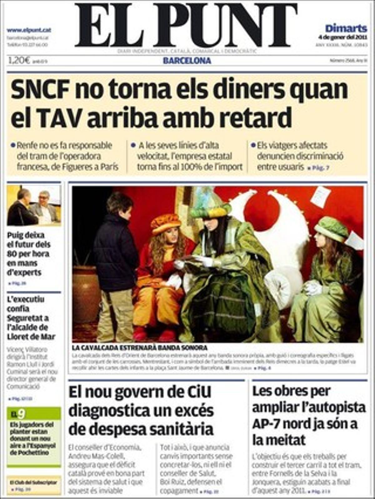 ’El Punt’ també destaca a dins que Hongria agafa el control de la UE en plena deriva autoritària; que l’augment dels preus del desembre a Espanya activa les clàusules de revisió salarial, i que la vivenda baixa un 3,5% a Catalunya durant el 2010.