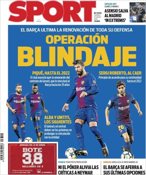 Portadas deportivas del viernes 19 de enero