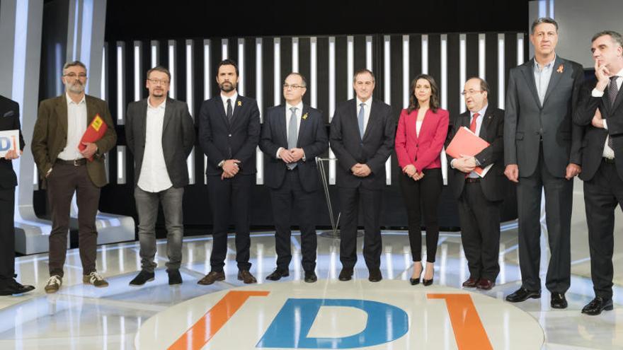 Els candidats a les eleccions al 21-D, durant el debat de TVE.