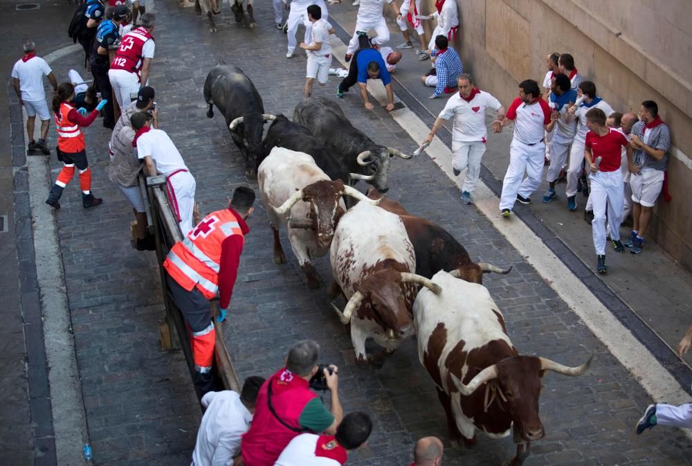 Tercer encierro de San Fermín 2018 con los toros de la ganadería Cebada Gago