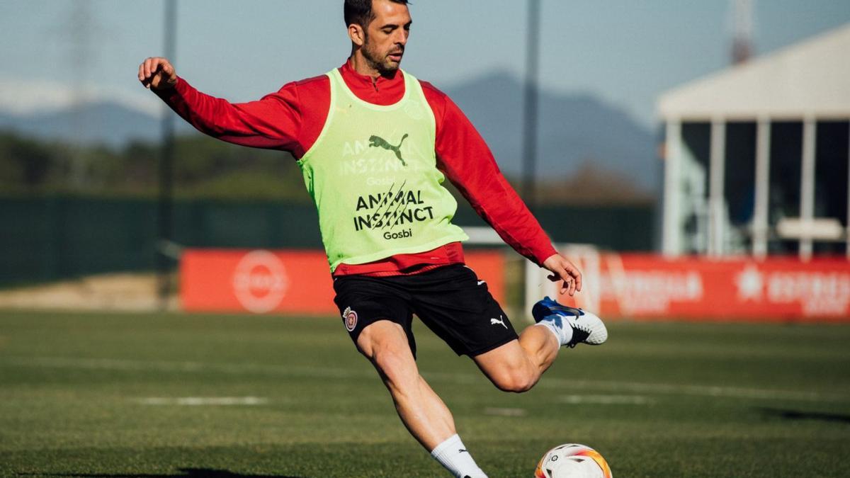 Víctor Sánchez, en un 
entrenament amb l’equip
a La Vinya. |  GIRONA FC