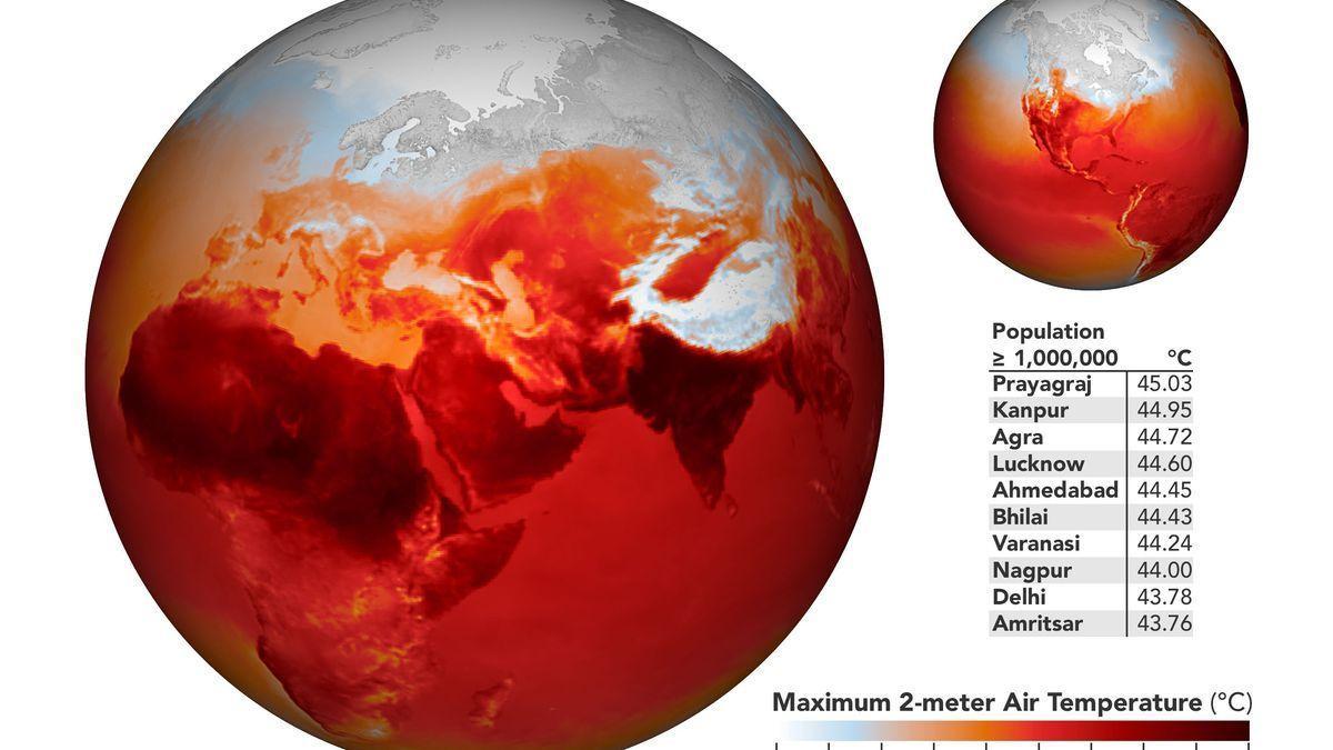 Mapa de l&#039;onada de calor que afecta a La Índia i el planeta