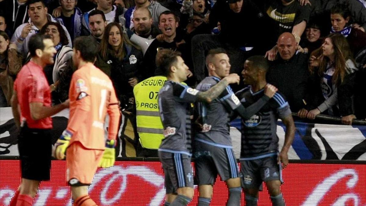 Iago Aspas celebra el gol que decidió el derbi gallego