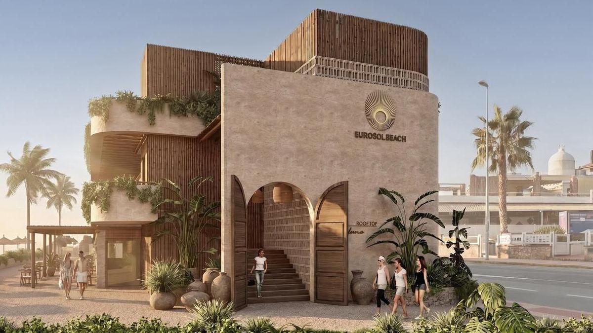 Recreación del futuro Eurosol Beach, el complejo de restauración y ocio que la propiedad prevé tener finalizado en primavera del 2028.