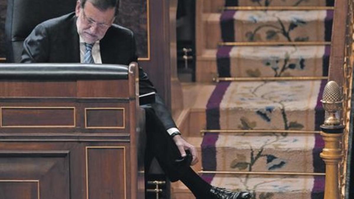 Mariano Rajoy, ayer, durante la sesióndel Congreso delos Diputados.