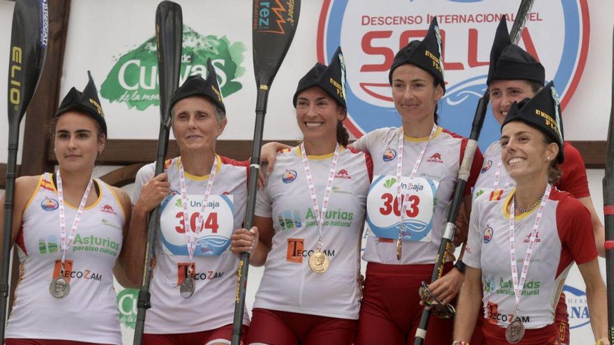 &quot;Las Tanias&quot; revalidan el trono y la canguesa Yaiza Novo vence en K-1 en un podio muy asturiano: así fue el Descenso del Sella en las categorías femeninas