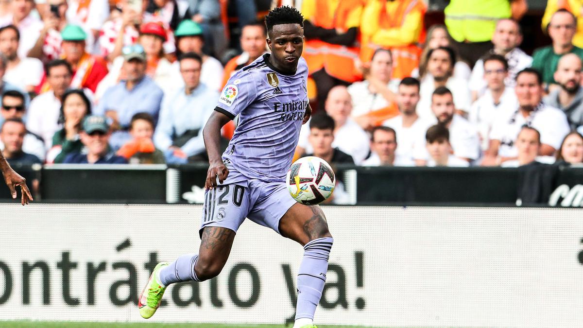 Vinicius Jr., jugador del Real Madrid, durante el partido celebrado contra el Valencia.