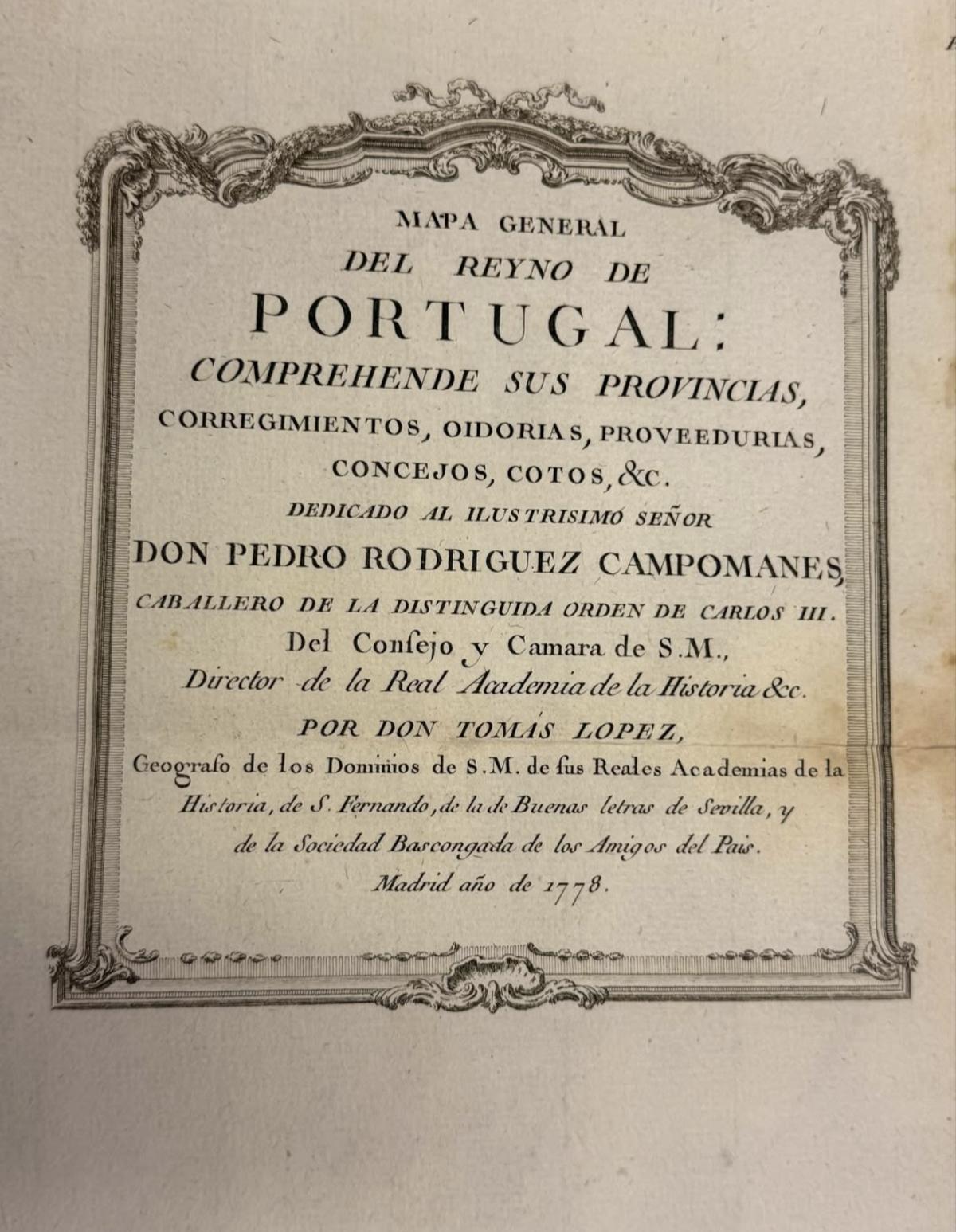 Mapa General del Reyno de Portugal del S. XVIII