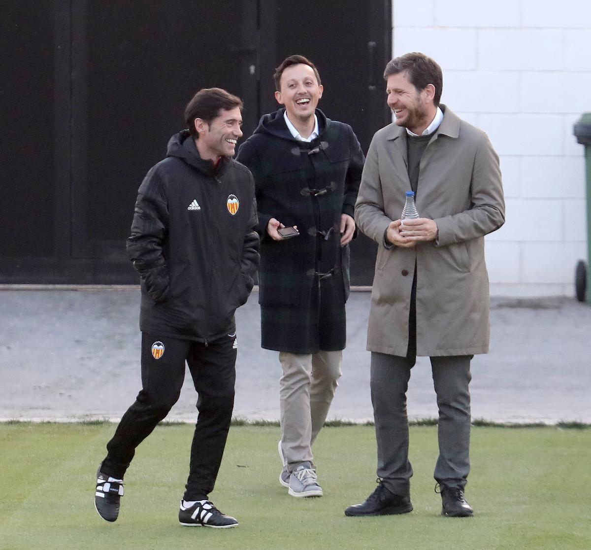 Marcelino, Longoria y Matey Alemany en el Valencia CF