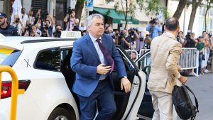 El exsecretario de Organización del PSOE Santos Cerdán a su llegada a declarar en el Tribunal Supremo.
