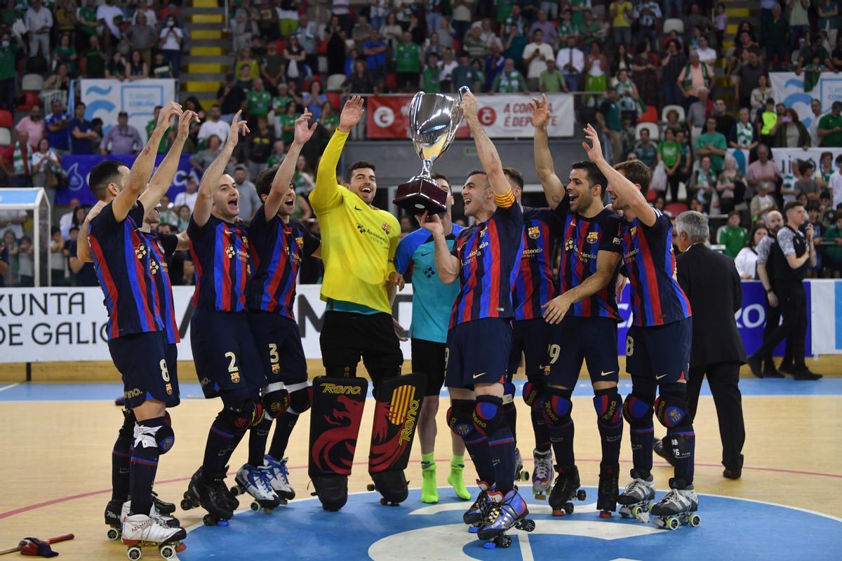 El Barça celebra el título de campeón de liga