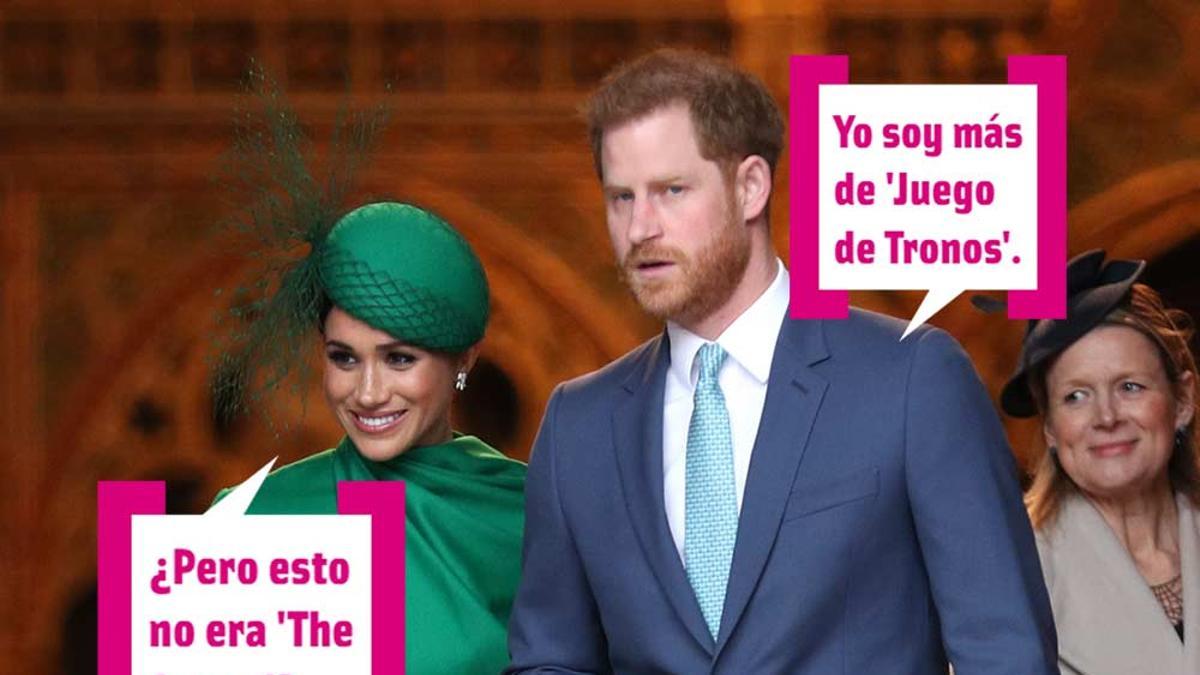 Meghan Markle con vestido verde y el principe Harry