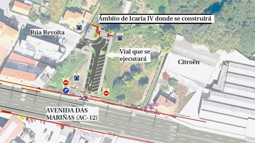 Ubicación del vial que se tramita y su conexión desde la futura urbanización hasta la AC-12. |   // L.O.