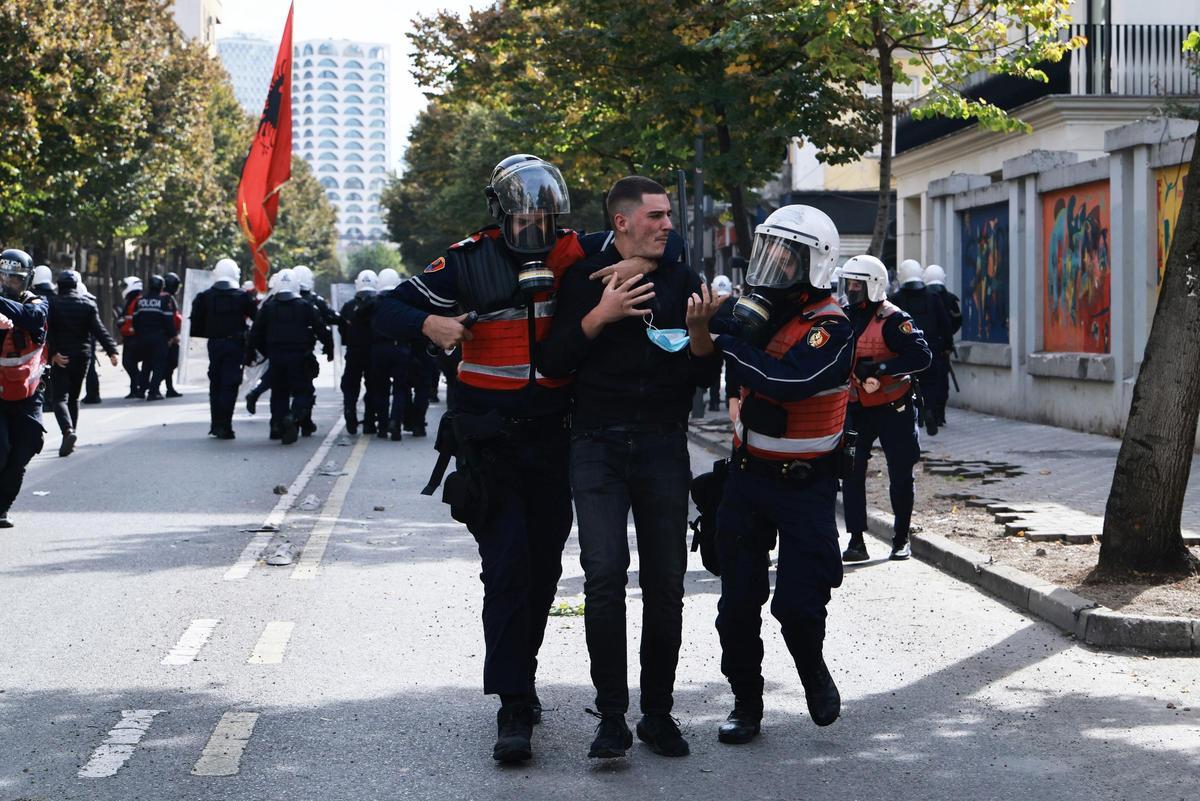 Protestas estudiantiles en Tirana, capital de Albania