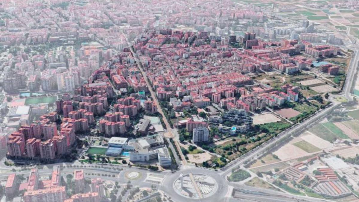 Ámbito de ordenación del plan especial de Benimaclet, junto a la Ronda Norte