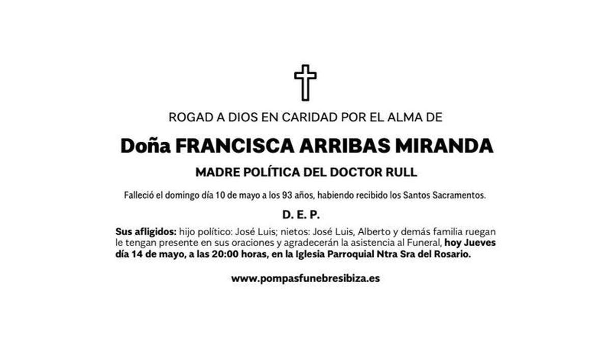 Esquela Francisca Arribas Miranda