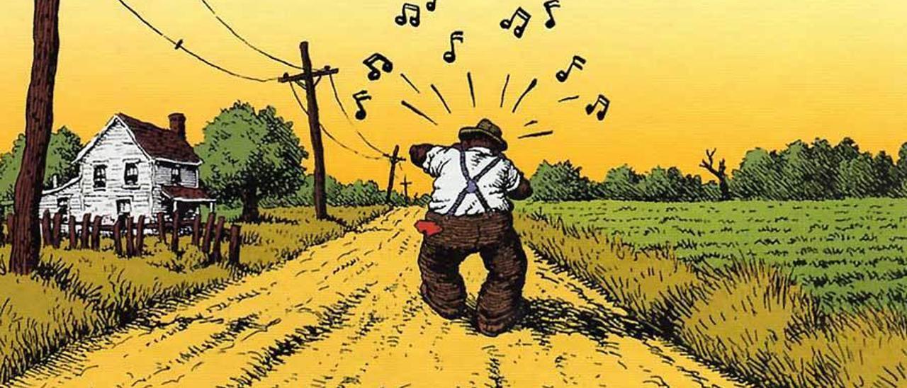 Ilustración del dibujante Robert Crumb sobre los blues del Delta.