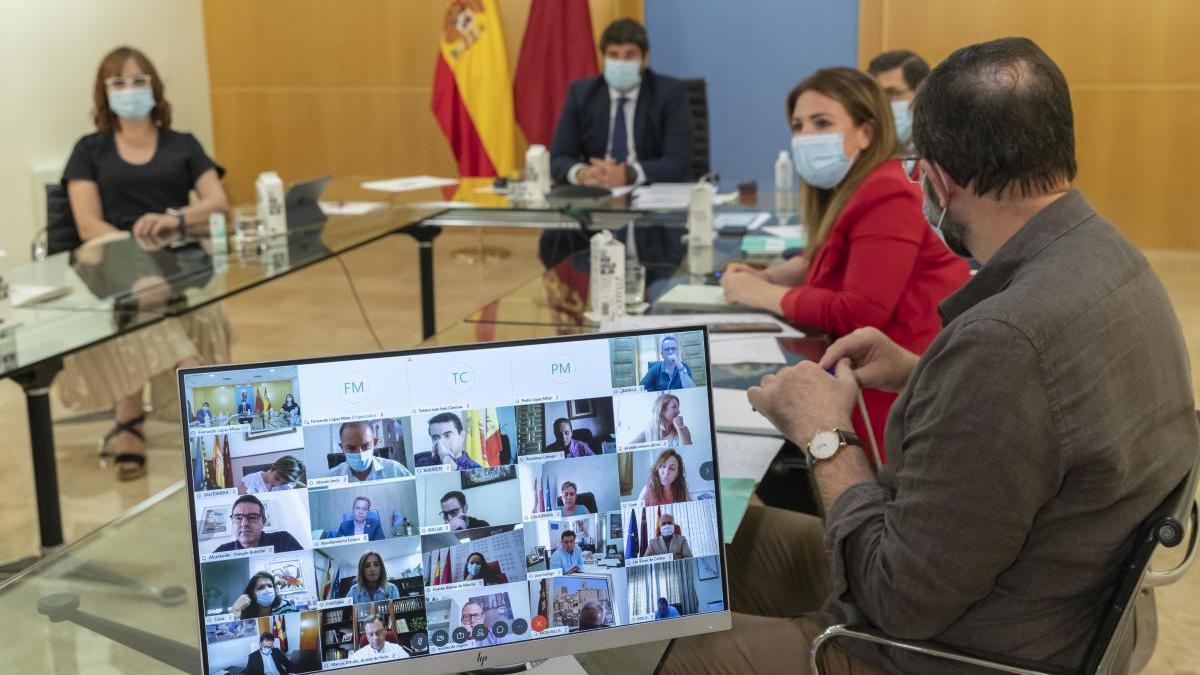 Reunión telemática entre el gobierno regional y los alcaldes de los 45 municipios.