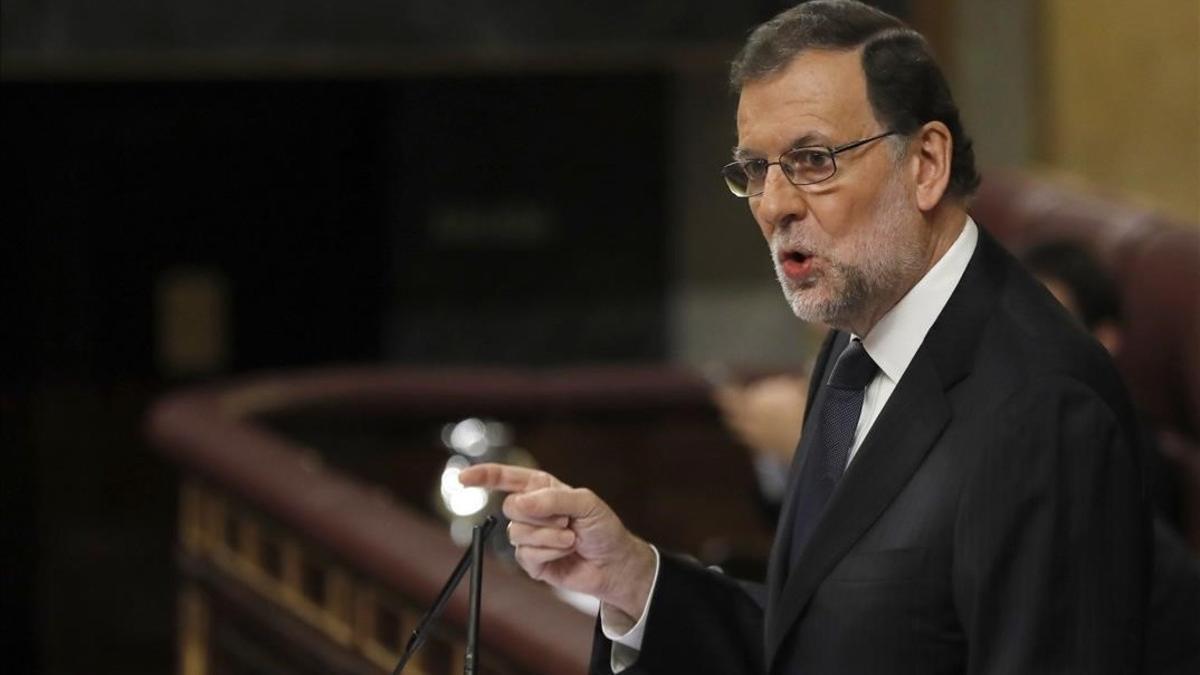 Mariano Rajoy durante su intervención en el debate de investidura