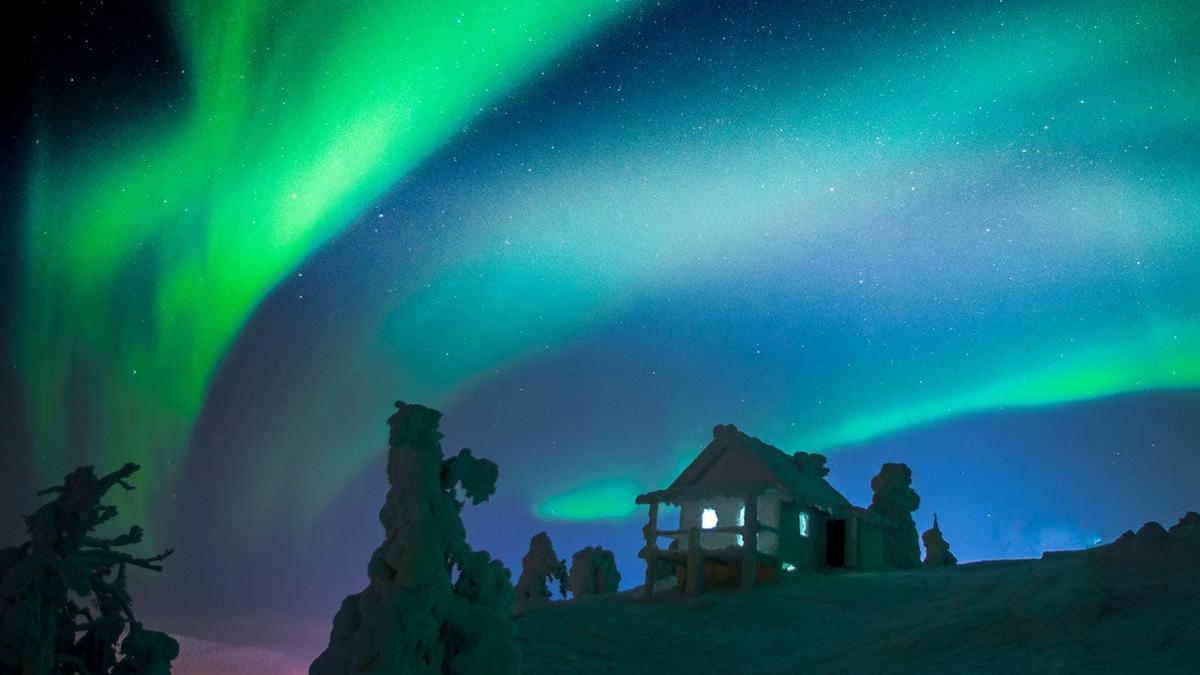 Aurora boreal en la Laponia finlandesa