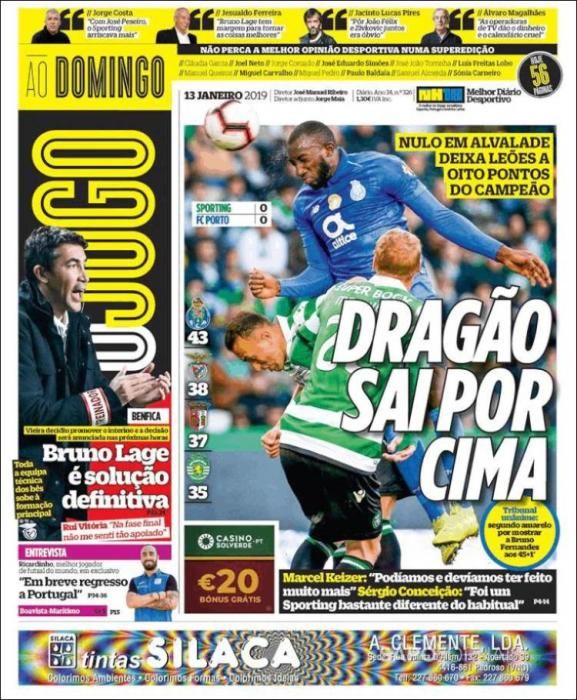 Portada O JOGO domingo 13 enero 2019