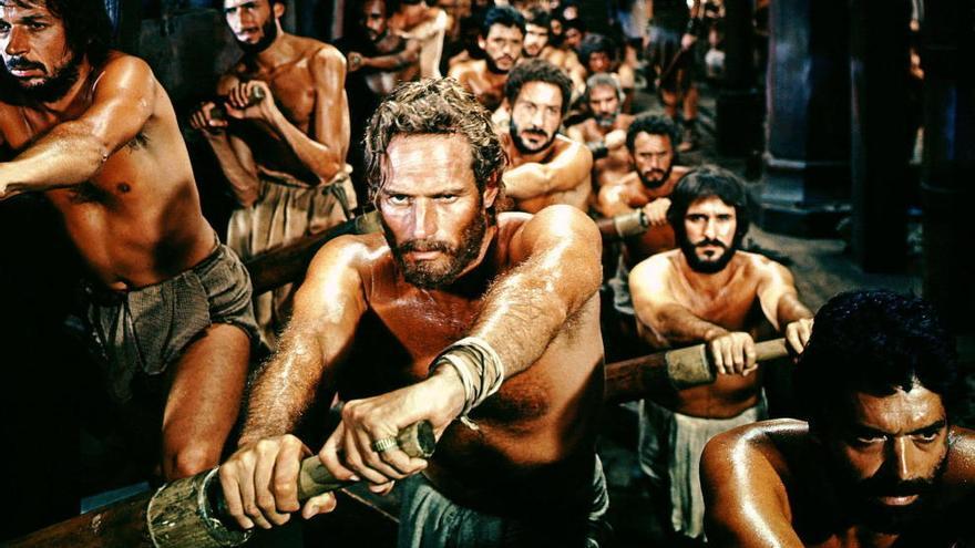 Heston en la escena de las galeras de &#039;Ben-Hur&#039;.