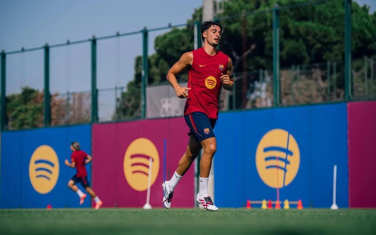 Guille, durante un entrenamiento reciente en el Barça