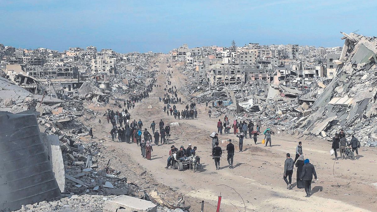 Aspecto de la ciudad de Jabaliya, destrozada por las bombas israelís, el pasado enero.